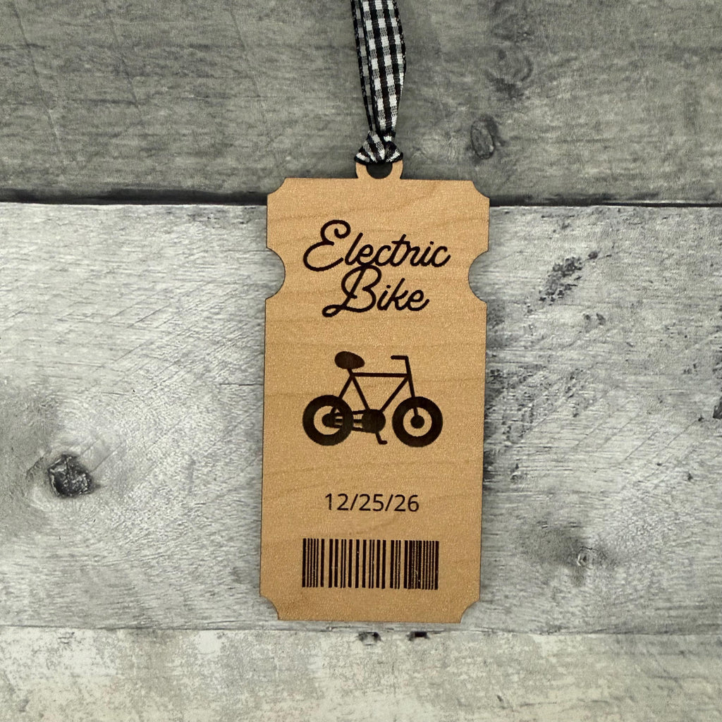 Electric Bike Ticket Wood Ornament From Made By R And R
