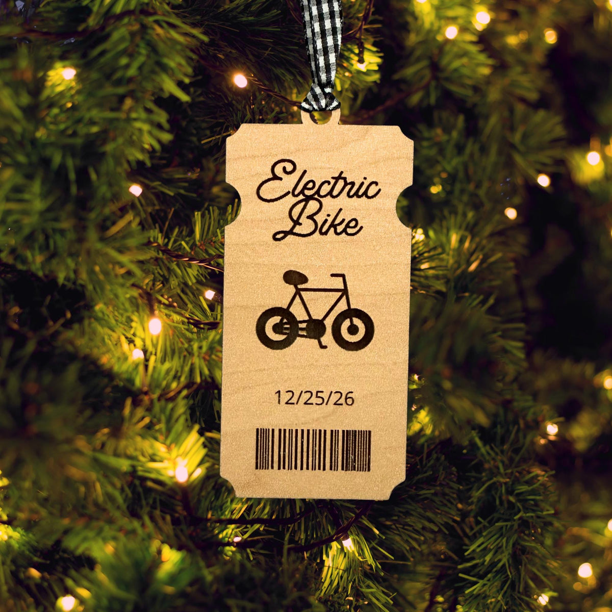 Electric Bike Ticket Wood Ornament From Made By R And R