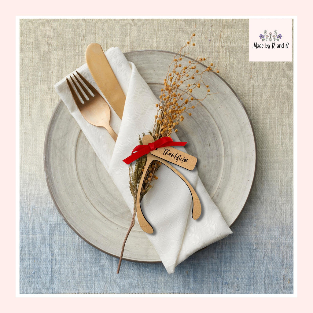Thanksgiving Wishbone Wood Place Settings (Set of 4) From Made By R And R