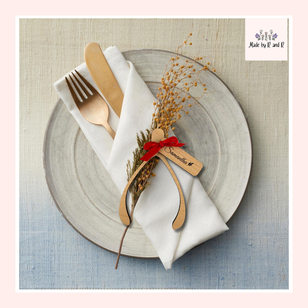 Custom Thanksgiving Wishbone Wood Place Settings (Set of 4) From Made By R And R