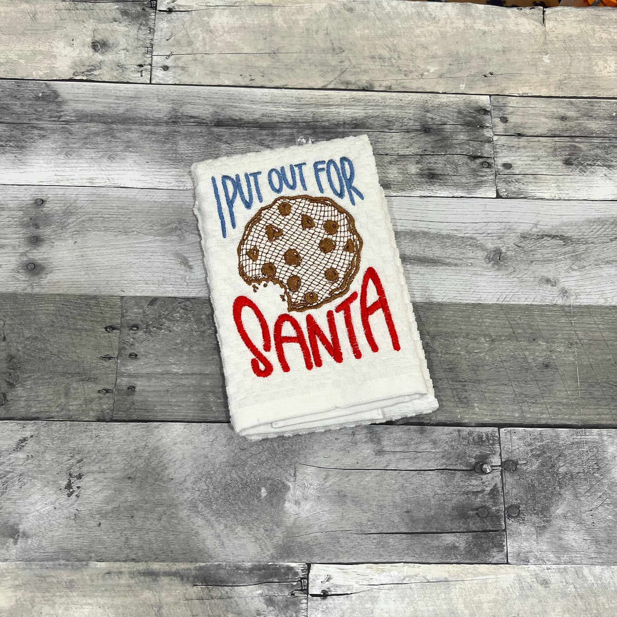 I Put Out Cookies For Santa Embroidered Kitchen Dish Towel